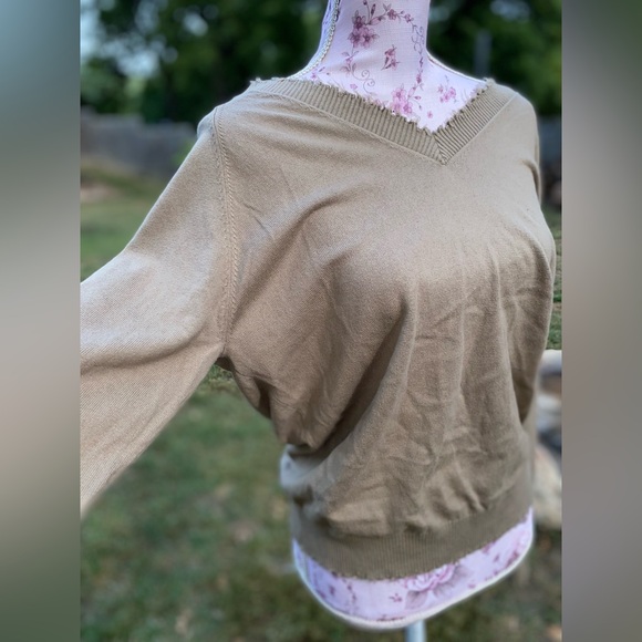 Minnie Rose 7GG Cashmere Frayed Edge Cropped Vneck sweater (read description) - Picture 10 of 15